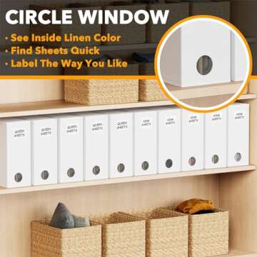 SpaceAid 10 Pack Bed Sheet Organizers and Storage, Foldable Sheet Organizer for Linen Closet, Sheets Set Folder Keeper with Window XL (Queen & King Size) Organizing Bedding Container, White