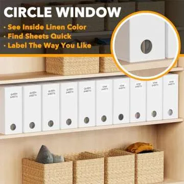 SpaceAid 10 Pack Bed Sheet Organizers and Storage, Foldable Sheet Organizer for Linen Closet, Sheets Set Folder Keeper with Window XL (Queen & King Size) Organizing Bedding Container, White