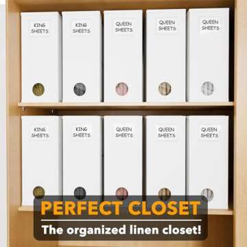 SpaceAid 10 Pack Bed Sheet Organizers and Storage, Foldable Sheet Organizer for Linen Closet, Sheets Set Folder Keeper with Window XL (Queen & King Size) Organizing Bedding Container, White