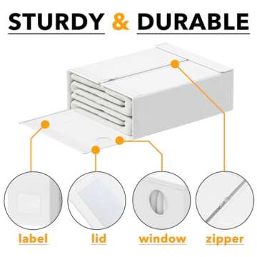 SpaceAid 10 Pack Bed Sheet Organizers and Storage, Foldable Sheet Organizer for Linen Closet, Sheets Set Folder Keeper with Window XL (Queen & King Size) Organizing Bedding Container, White