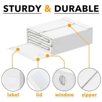 SpaceAid 10 Pack Bed Sheet Organizers and Storage, Foldable Sheet Organizer for Linen Closet, Sheets Set Folder Keeper with Window XL (Queen & King Size) Organizing Bedding Container, White