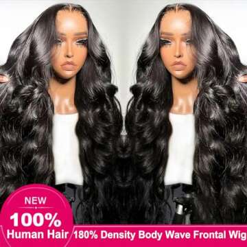 A8 22 inch Lace Front Wig Human Hair Body Wave HD Lace Frontal 13x4 180 Density Glueless Wigs Human ...
