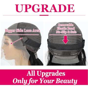 A8 22 inch Lace Front Wig Human Hair Body Wave HD Lace Frontal 13x4 180 Density Glueless Wigs Human Hair Pre Plucked with Baby Hair for Women Natural Black