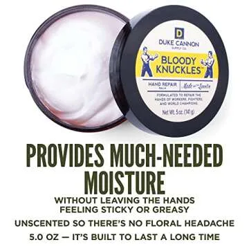 Duke Cannon Bloody Knuckles Hand Repair Balm - Unscented Moisturizer, Repair and Revitalize Dry, Cracked Skin, Ideal for Workers and Fighters, 5 oz. (2 Pack)