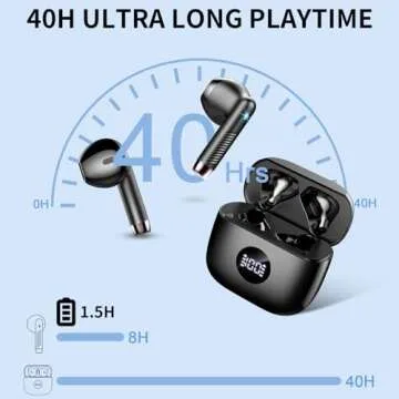 Bluetooth 5.4 Wireless Earbuds with HiFi Sound and 40H Playtime