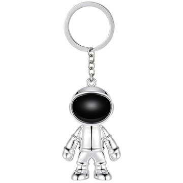 MUAMAX Silver Spaceman Keychain - Creative Astronaut Design