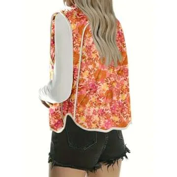 Dokotoo Womens Oversized Puffer Vest Lightweight Vests for Women 2025 Fashion Orange Sleeveless Button Down Quilted Vests Winter Jackets Padded Coats Gilet with Pockets XX-Large