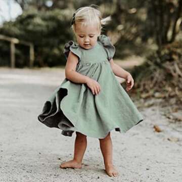 Toddler Baby Girl Dress Summer Cotton Linen Ruffle Halter Sleeveless Kids Casual Beach Party Dresses...