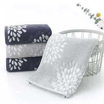 Pidada Hand Towels Set 4 Hydrangea Floral Pattern 100% Cotton