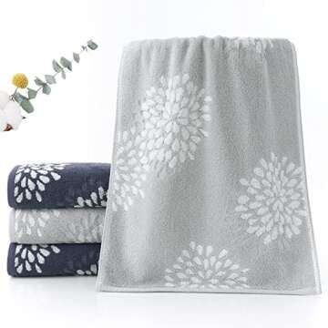 Pidada Hand Towels Set 4 Hydrangea Floral Pattern 100% Cotton