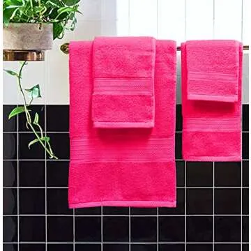 GLAMBURG Hot Pink Towel Set 6 Piece Luxury Soft Absorbent
