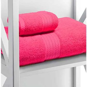 GLAMBURG Hot Pink Towel Set 6 Piece Luxury Soft Absorbent