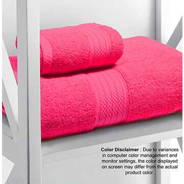 GLAMBURG Hot Pink Towel Set 6 Piece Luxury Soft Absorbent