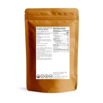 Food to Live Organic Raw Pepitas, 8 Ounces — Non-GMO, Pumpkin Seed Kernels, Unsalted, No Oil, No S...