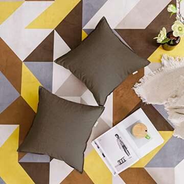 Jeanerlor Set of 2 20"x20" Pillowcase Cousion Cover Decor Cotton Linen with Unique Design to Embellish Balcony/Reception,(50 x 50cm), Khaki