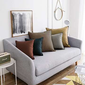 Jeanerlor Set of 2 20"x20" Pillowcase Cousion Cover Decor Cotton Linen with Unique Design to Embellish Balcony/Reception,(50 x 50cm), Khaki