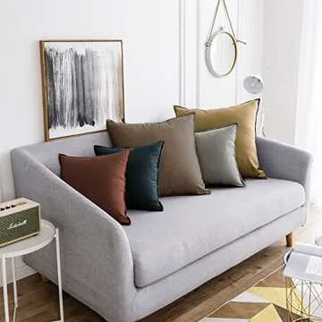 Jeanerlor Set of 2 20"x20" Pillowcase Cousion Cover Decor Cotton Linen with Unique Design to Embellish Balcony/Reception,(50 x 50cm), Khaki