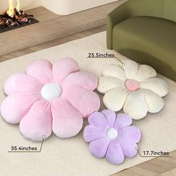 FIONOUT 17.7In Pink Flower Pillow for Cozy Home Decor