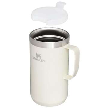 Stanley Stay Hot Camp Mug - Durable 18/8 Stainless Steel Insulated Mug - Splash-Free Tritan™ Drink-Thru Lid - 24 OZ - Cream Gloss