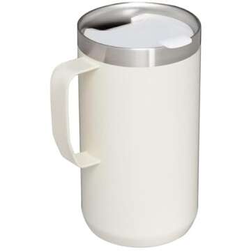 Stanley Stay Hot Camp Mug - Durable 18/8 Stainless Steel Insulated Mug - Splash-Free Tritan™ Drink-Thru Lid - 24 OZ - Cream Gloss