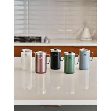 Stanley Stay Hot Camp Mug - Durable 18/8 Stainless Steel Insulated Mug - Splash-Free Tritan™ Drink-Thru Lid - 24 OZ - Cream Gloss