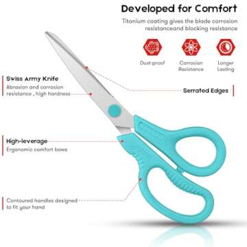 Scissors, Niutop 8" All Purpose Scissors Heavy Duty Ergonomic Comfort Grip Craft Shears Sharp Scisso...