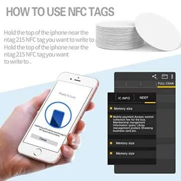 50pcs NFC Cards NFC Tags Ntag215 NFC chip NFC 215 tag rewritable NFC Coin Cards，RFID Stickers Compatible with Tagmo and NFC Enabled Mobile Phones and Devices, Round (25 mm/ 1 Inch)