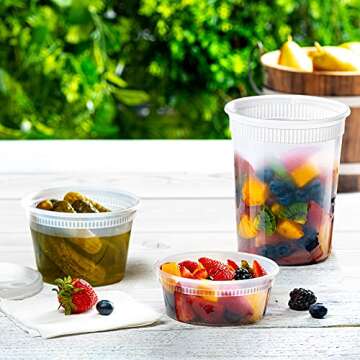 Comfy Package GUSTO [48 Sets - Combo] Plastic Deli Containers With Airtight Lids - 8 oz, 16 oz, 32 oz. - Food Storage/Soup Containers (Formerly
