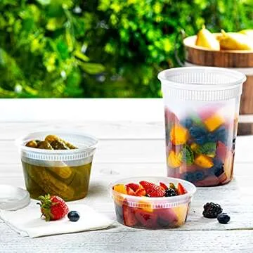 Comfy Package GUSTO [48 Sets - Combo] Plastic Deli Containers With Airtight Lids - 8 oz, 16 oz, 32 oz. - Food Storage/Soup Containers (Formerly