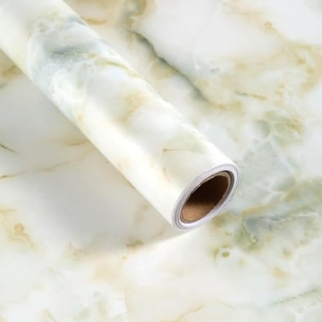 BOMENG 16"x354" Marble Contact Paper Green Marble Wallpaper Peel and Stick Countertops Glossy Marble...