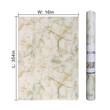 BOMENG 16"x354" Marble Contact Paper for Elegant Home Decor