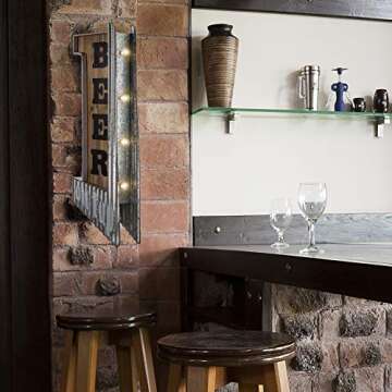 American Art Decor Vintage LED Marquee Wall Decor - Retro Wall Sign w/LED Light Bulbs - Battery Oper...