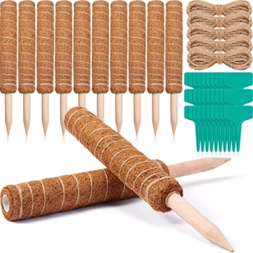 10 Pack Moss Pole, 112 Inch Coir Moss Pole for Plants Monstera, Plant Pole for Climbing Indoor Plant...