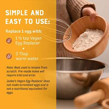 Judee's Vegan Egg Replacer Powder - 8 oz - Baking Supplies - Delicious and 100% Gluten-Free - Great for Homemade Treats and Baked Goods - No Unnecessary Additives and Keto-Friendly