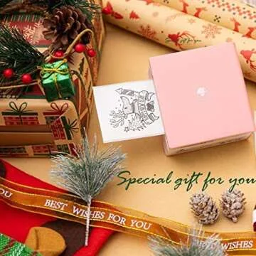 Mini Printer Sticker Thermal Printer with 1 Roll Paper, Bluetooth Portable Phone Printer, Study Printer Ideal for Notes, Pictures, Journals, DIY, Compatible with Smartphone & Tablet