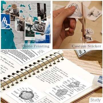 Mini Printer Sticker Thermal Printer with 1 Roll Paper, Bluetooth Portable Phone Printer, Study Printer Ideal for Notes, Pictures, Journals, DIY, Compatible with Smartphone & Tablet