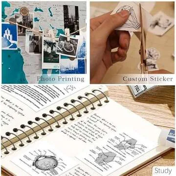 Mini Printer Sticker Thermal Printer with 1 Roll Paper, Bluetooth Portable Phone Printer, Study Printer Ideal for Notes, Pictures, Journals, DIY, Compatible with Smartphone & Tablet