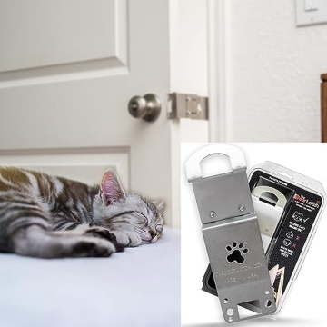 TheDoorLatch Steel Cat Door Strap and Latch, Sturdy Door Holder for Keeping Dogs and Kids Out of Roo...