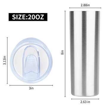 HASLE OUTFITTERS 20 oz Skinny Tumblers Bulk Set, Stainless Steel Insulated Slim Tumblers with Lids T...