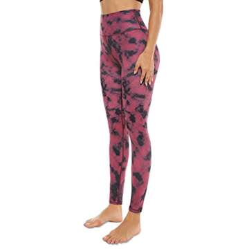 VOEONS Printed Yoga Pants for Women Tiedye Pattern Exercise Leggings with Pockets High Waisted Tummy Control Athletic Spandex Compression Leggings