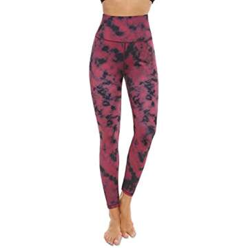 VOEONS Printed Yoga Pants for Women Tiedye Pattern Exercise Leggings with Pockets High Waisted Tummy Control Athletic Spandex Compression Leggings