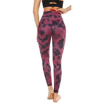 VOEONS Printed Yoga Pants for Women Tiedye Pattern Exercise Leggings with Pockets High Waisted Tummy Control Athletic Spandex Compression Leggings