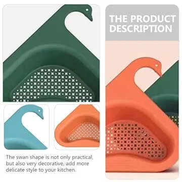 Swan Drain Basket,Sink Strainer Basket, Multifunctional Sink Strainer, 2Pcs Corner Kitchen Sink Strainer Basket,Hanging Drain Rack Leftover Soup Strainer (Blue)