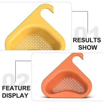 Swan Drain Basket,Sink Strainer Basket, Multifunctional Sink Strainer, 2Pcs Corner Kitchen Sink Strainer Basket,Hanging Drain Rack Leftover Soup Strainer (Blue)