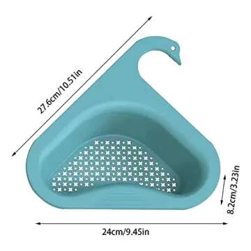 Swan Drain Basket,Sink Strainer Basket, Multifunctional Sink Strainer, 2Pcs Corner Kitchen Sink Strainer Basket,Hanging Drain Rack Leftover Soup Strainer (Blue)