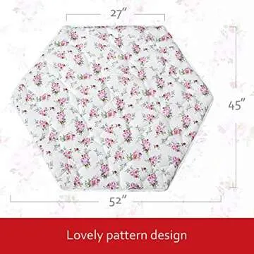 Hexagon Playpen Mat, Floral Print Baby Playmat fits Regalo Portable Play Yard 48 Inch, Six Pannel Playpen Kids Tent Mat Hexagon Rug Mat