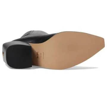 Coach Women's Prestyn Leather Bootie Western Boot, Black, 7