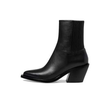 Coach Women's Prestyn Leather Bootie Western Boot, Black, 7