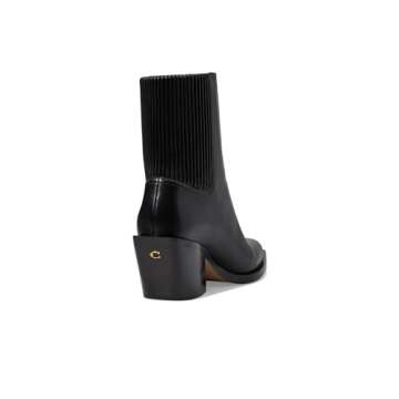 Coach Women's Prestyn Leather Bootie Western Boot, Black, 7