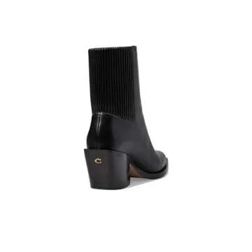 Coach Women's Prestyn Leather Bootie Western Boot, Black, 7